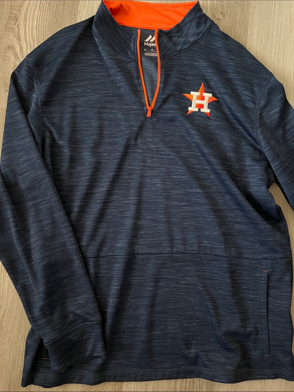 Majestic Navy and Orange 1/4 Zip Houston Astros Pullover
